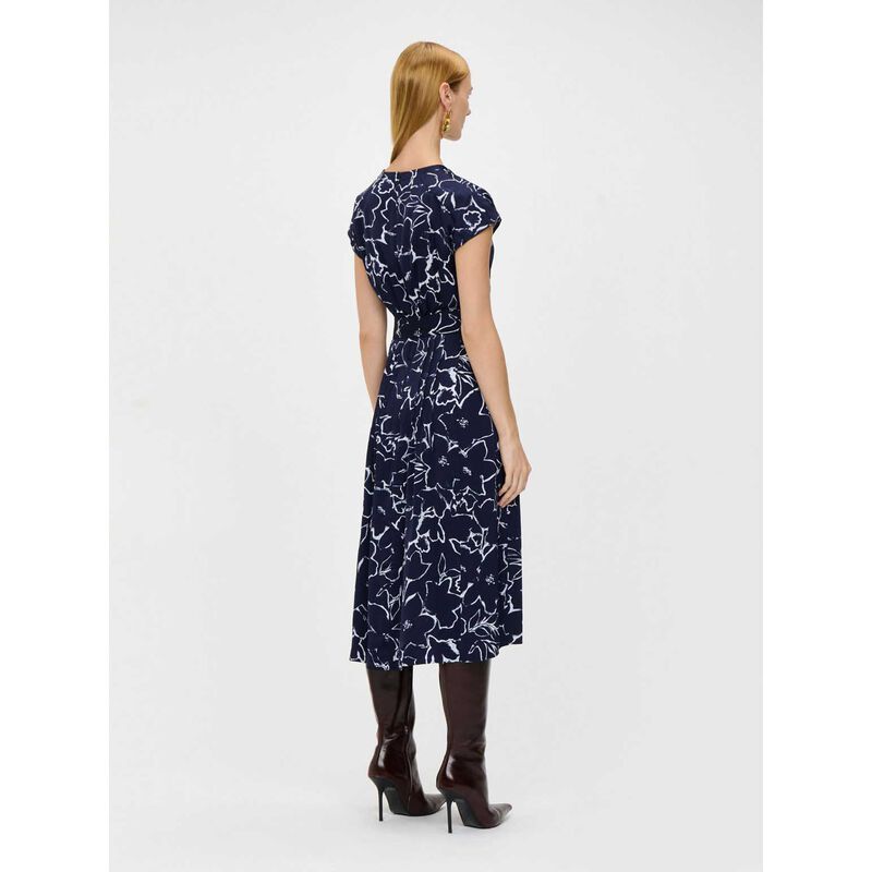 Veronika Maine Navy Blooms Pintuck Midi Dress image number 1